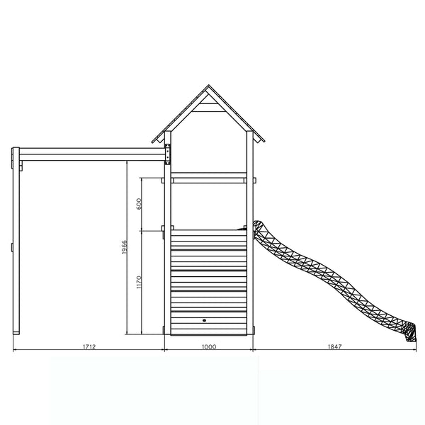 Climbing frame Adventure Peaks Fortress 3 with swing, slide, wall and rope - Best Shed
