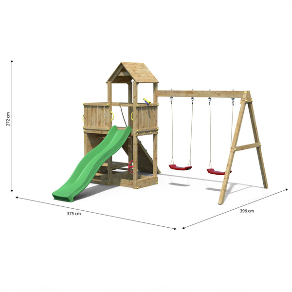 Climbing frame Summit Seeker Scramble large tower double swing climbing wall and slide - Best Shed