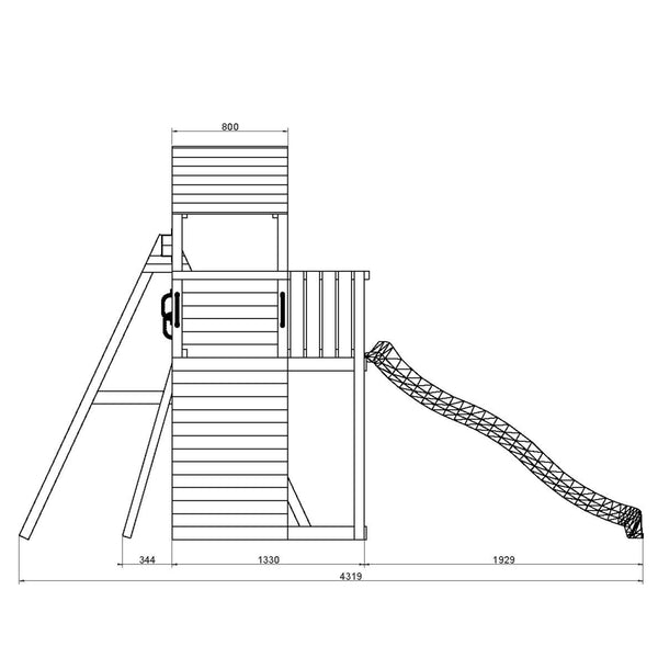 Boomer Climbing Frame Tower featuring Swings Slide sandpit and climbing wall - Best Shed
