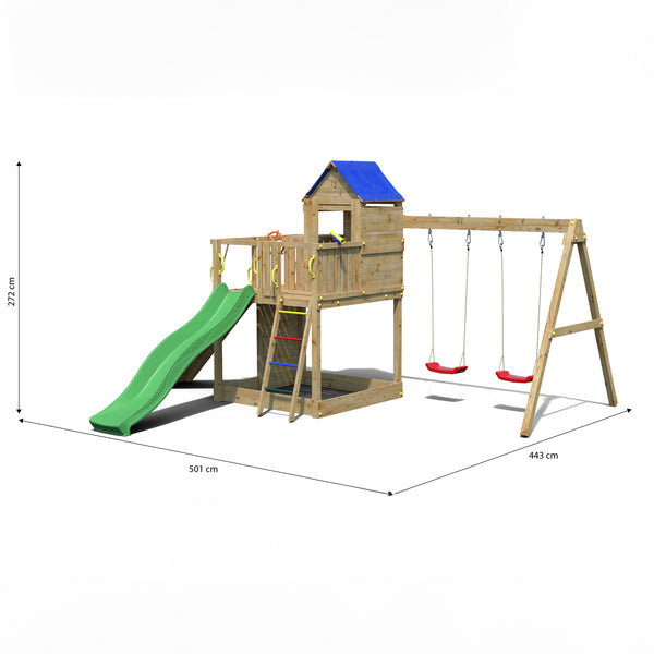 Climbing frame Treehouse Extra large tower with swings slide and climbing wall