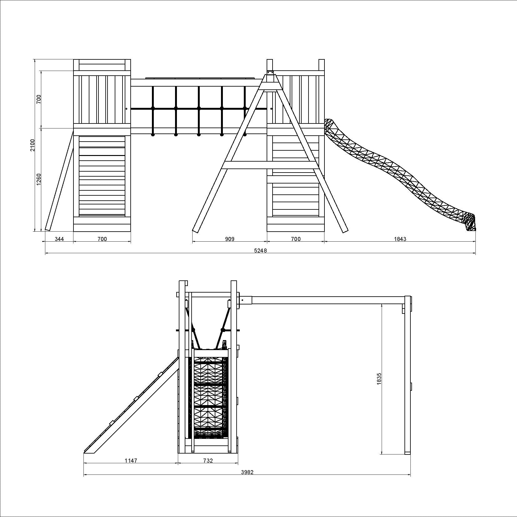 Climbing frame Maxi Fun featuring double Tower, Bridge,  swings climbing walls and slide - Best Shed