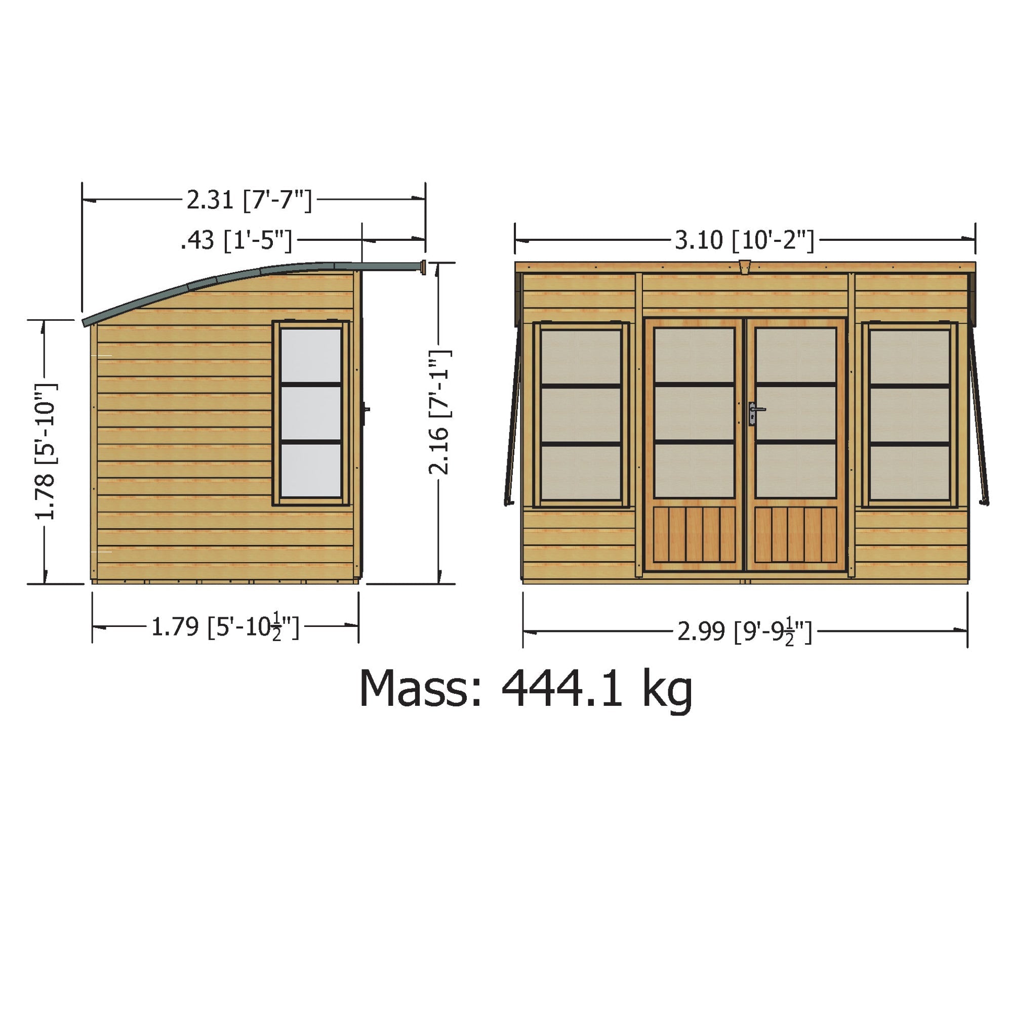 Shire Orchid 10x6G Summerhouse with curved roof - Best Shed