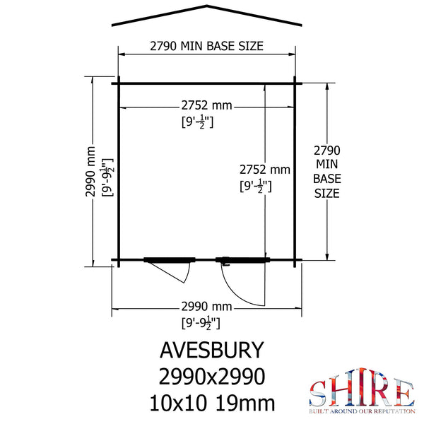 Shire Avesbury 10x10 Log Cabin 19mm interlock  Cladding - Best Shed