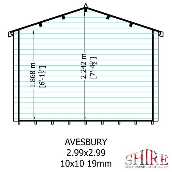 Shire Avesbury 10x10 Log Cabin 19mm interlock  Cladding - Best Shed