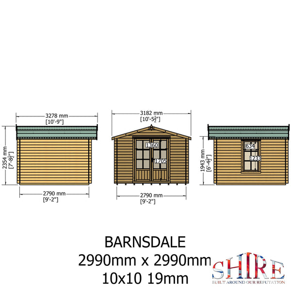 Shire Barn ale 10x10 Log Cabin 19mm interlock Cladding - Best Shed