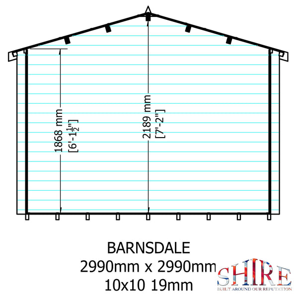 Shire Barn ale 10x10 Log Cabin 19mm interlock Cladding - Best Shed
