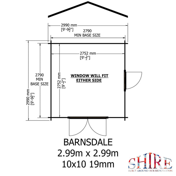 Shire Barn ale 10x10 Log Cabin 19mm interlock Cladding - Best Shed