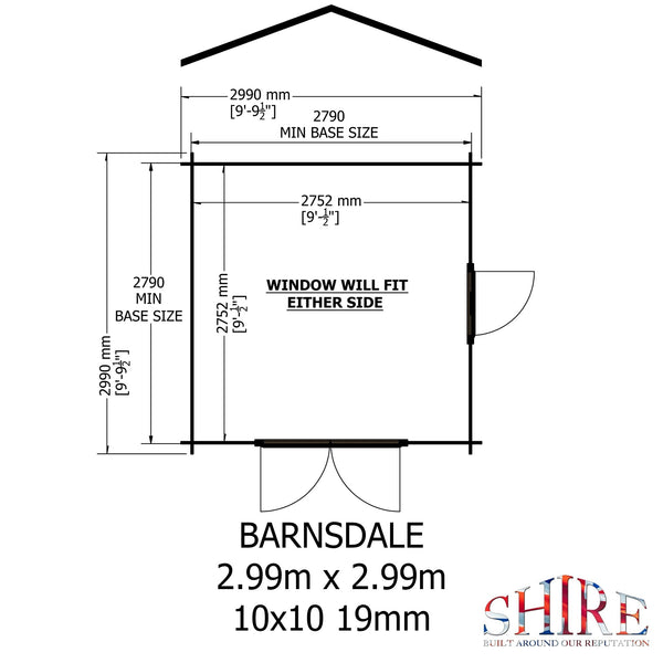 Shire Barn ale 10x10 Log Cabin 19mm interlock Cladding - Best Shed