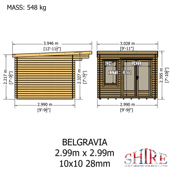 Shire 10x10 Belgravia Log Cabin 19mm Cladding - Best Shed