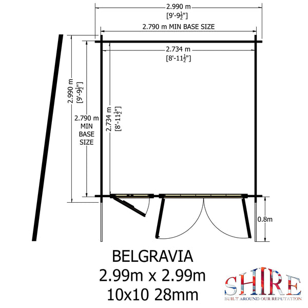 Shire 10x10 Belgravia Log Cabin 19mm Cladding - Best Shed