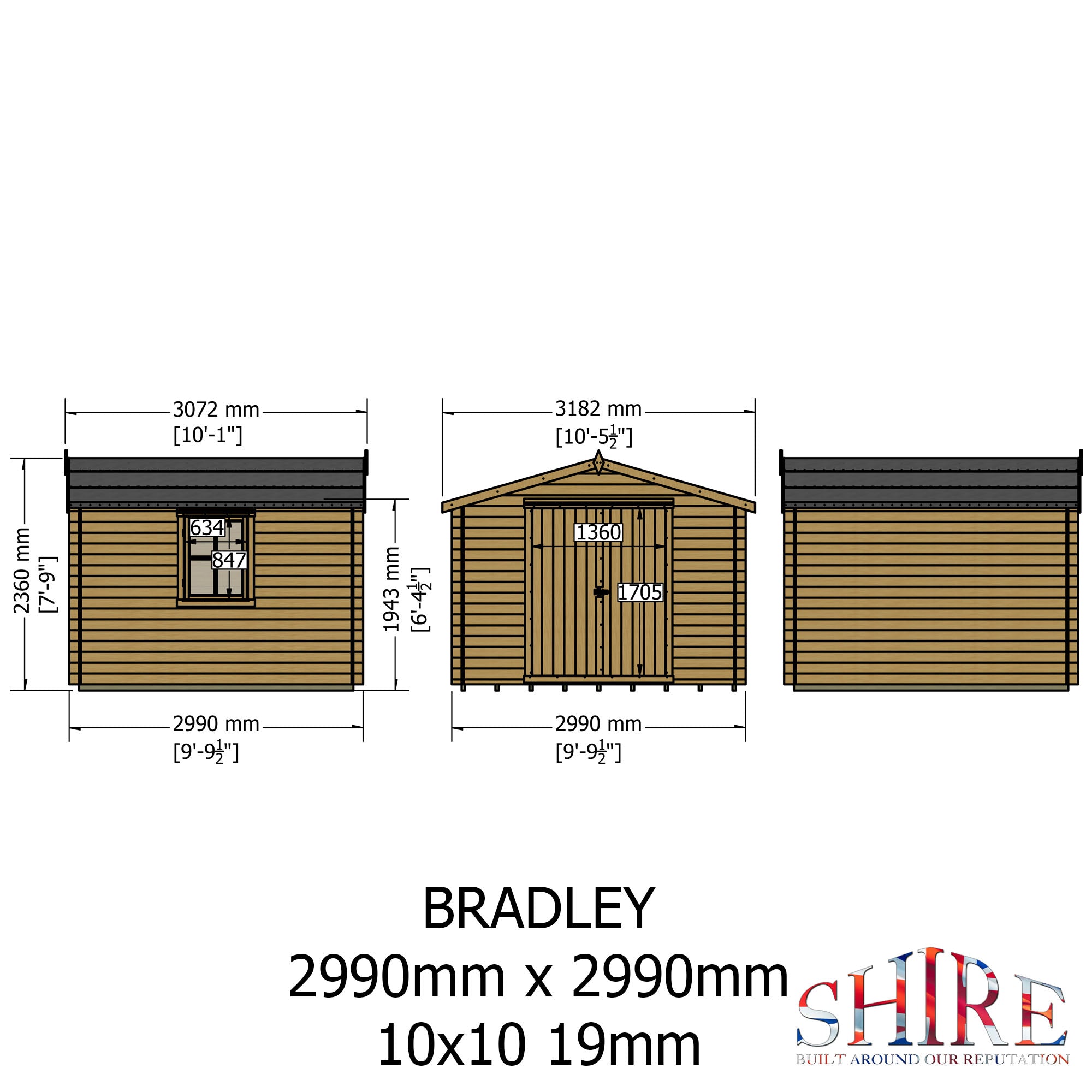 Shire Bradley 10x10 Log Cabin 19mm interlock Cladding - Best Shed