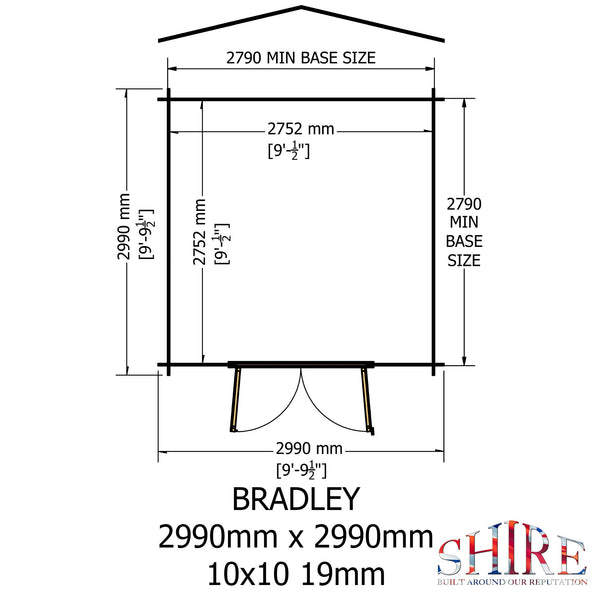 Shire Bradley 10x10 Log Cabin 19mm interlock Cladding - Best Shed