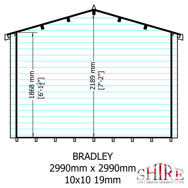 Shire Bradley 10x10 Log Cabin 19mm interlock Cladding - Best Shed