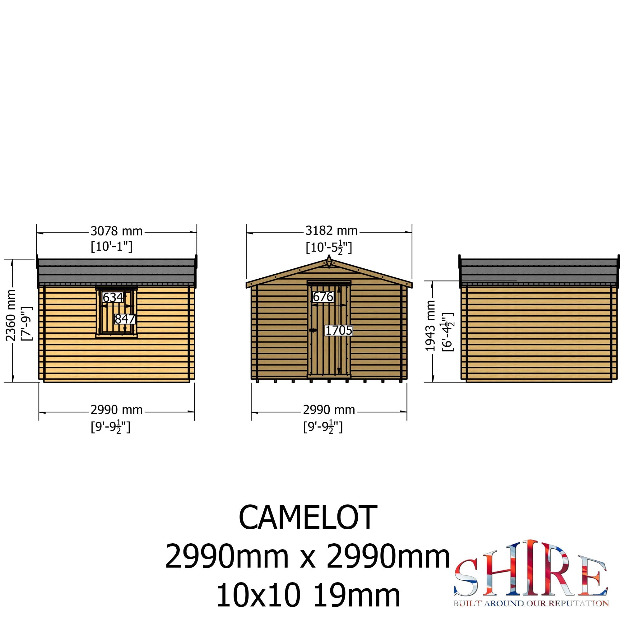 Shire Camelot 10x10 Log Cabin 19mm interlock Cladding - Best Shed