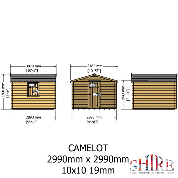 Shire Camelot 10x10 Log Cabin 19mm interlock Cladding - Best Shed
