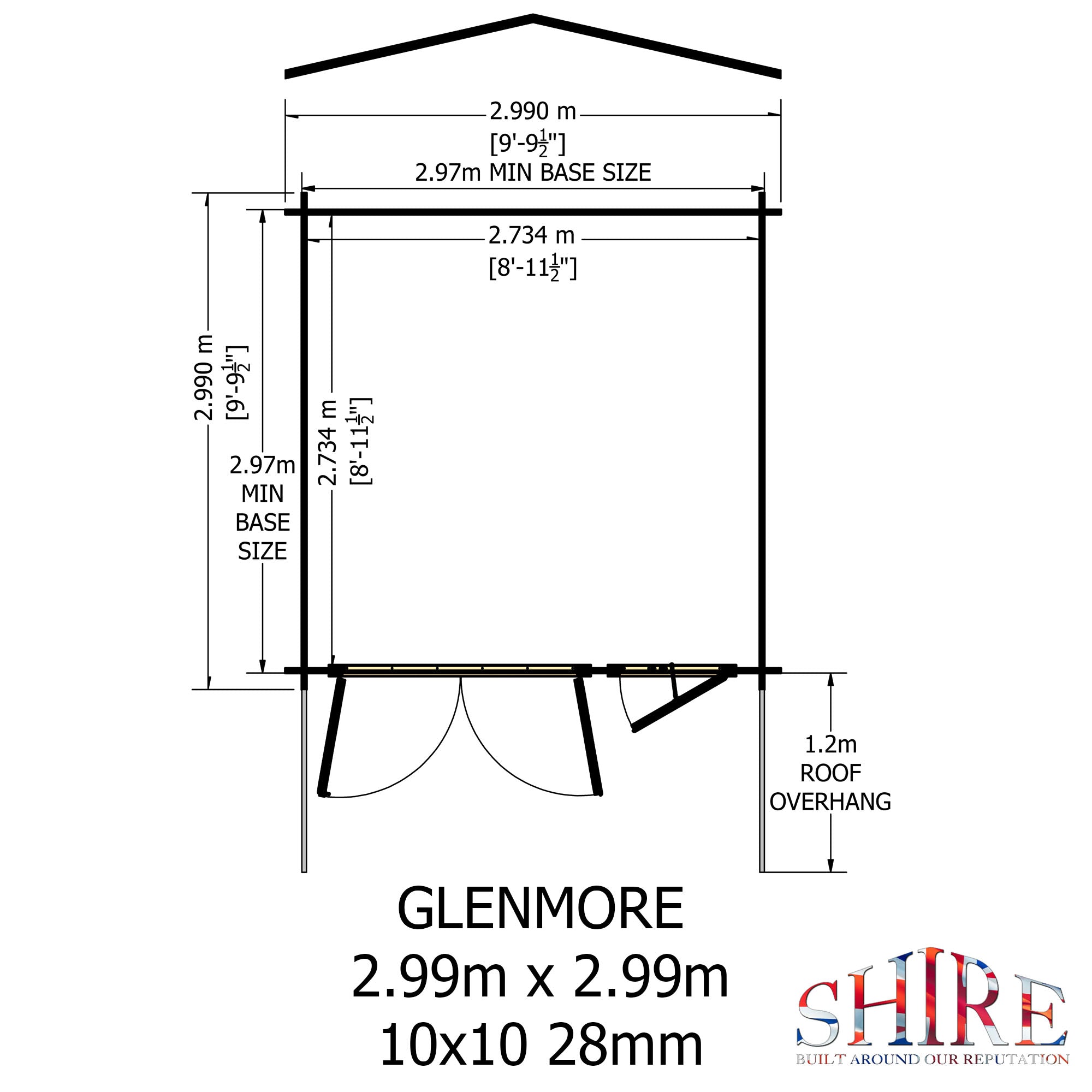 Shire Glenmore 10Gx10 Log Cabin 28mm interlock cladding - Best Shed