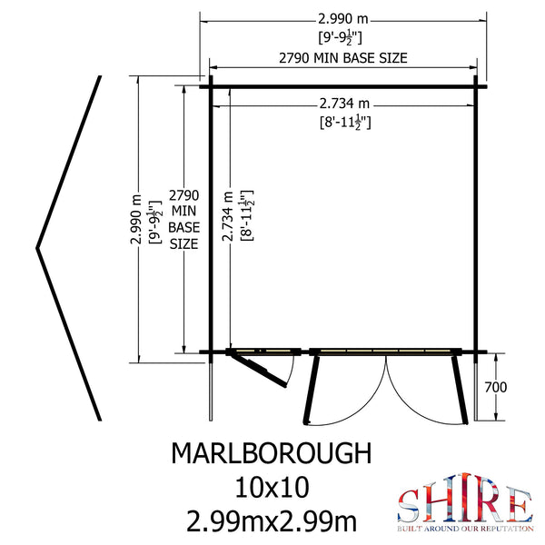 Shire Marlborough 10Gx10 Log Cabin 28mm interlock cladding