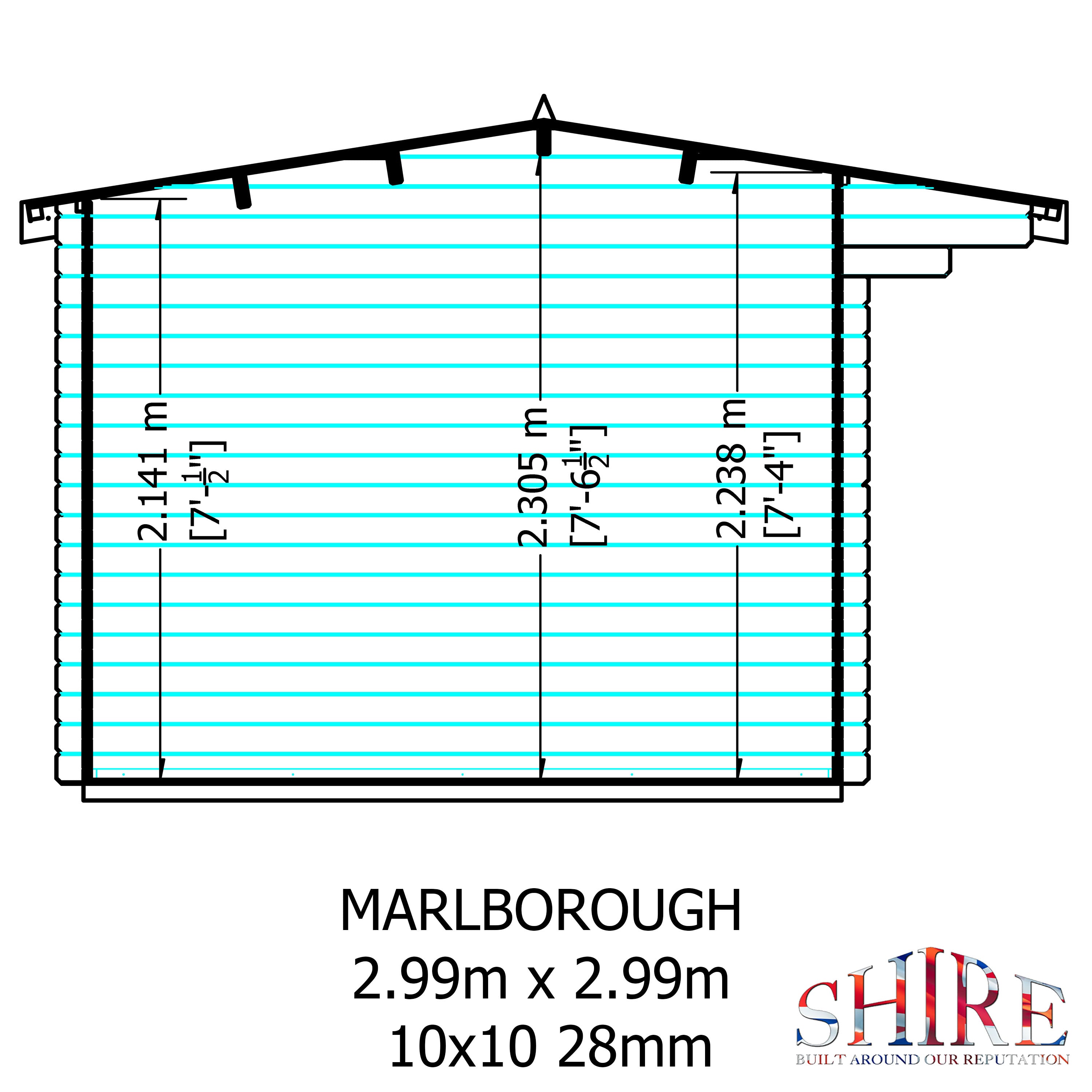 Shire Marlborough 10Gx10 Log Cabin 28mm interlock cladding - Best Shed