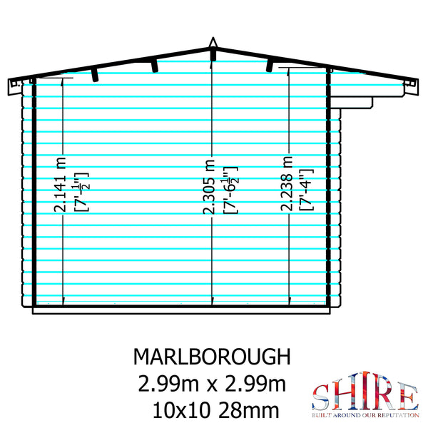 Shire Marlborough 10Gx10 Log Cabin 28mm interlock cladding - Best Shed