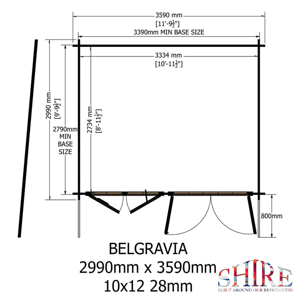 Shire 10x12 Belgravia Log Cabin 19mm Cladding - Best Shed