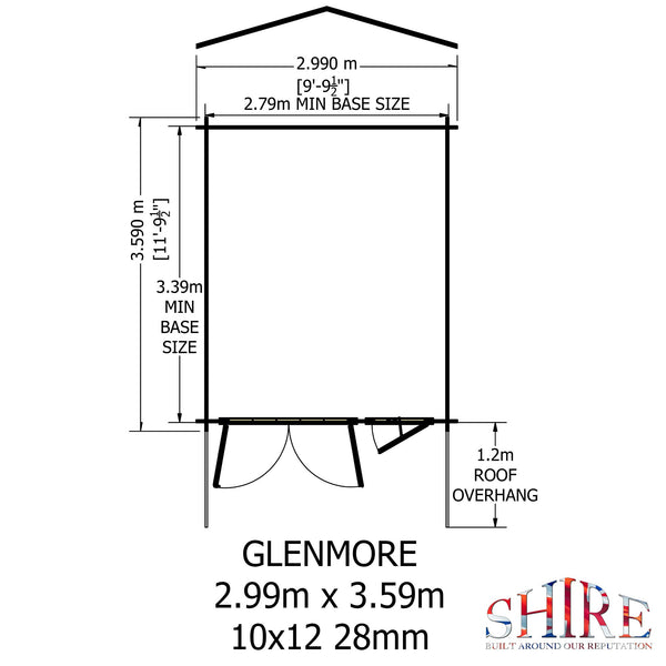 Shire Glenmore 10Gx12 Log Cabin 28mm interlock cladding - Best Shed