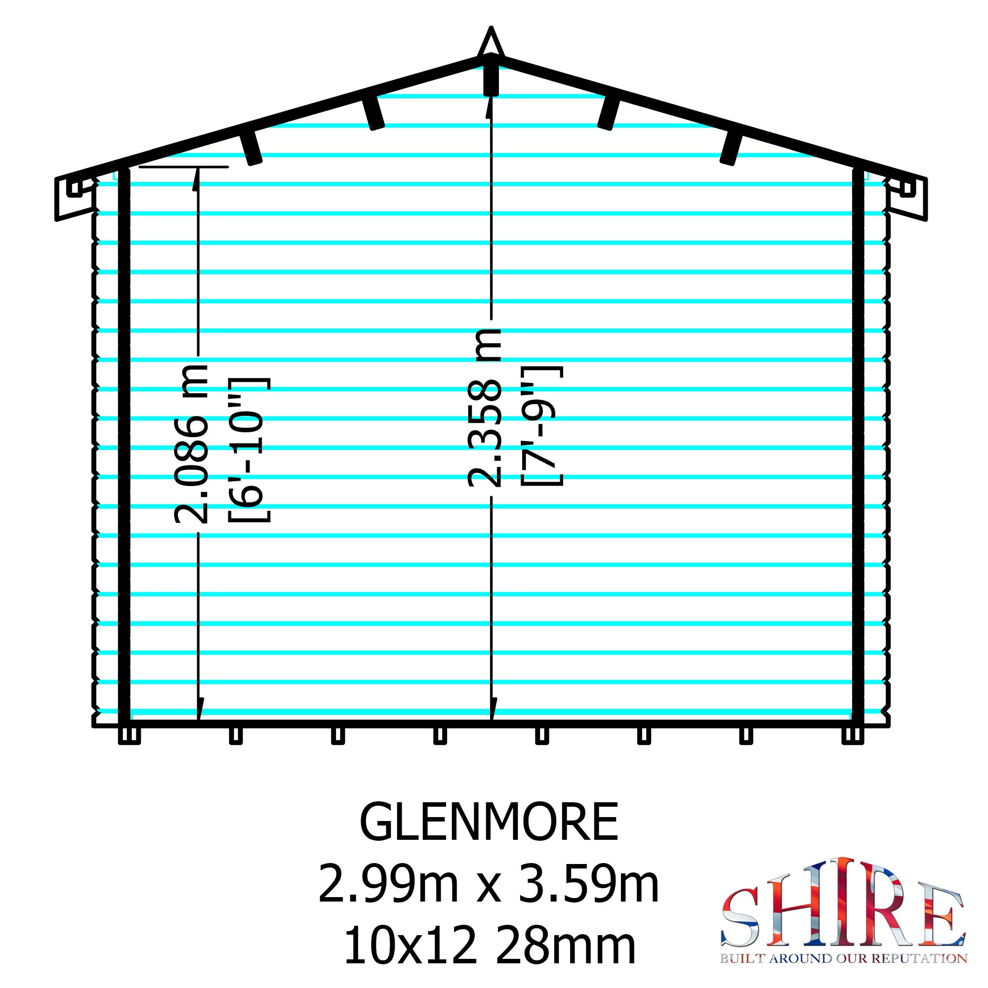 Shire Glenmore 10Gx12 Log Cabin 28mm interlock cladding - Best Shed