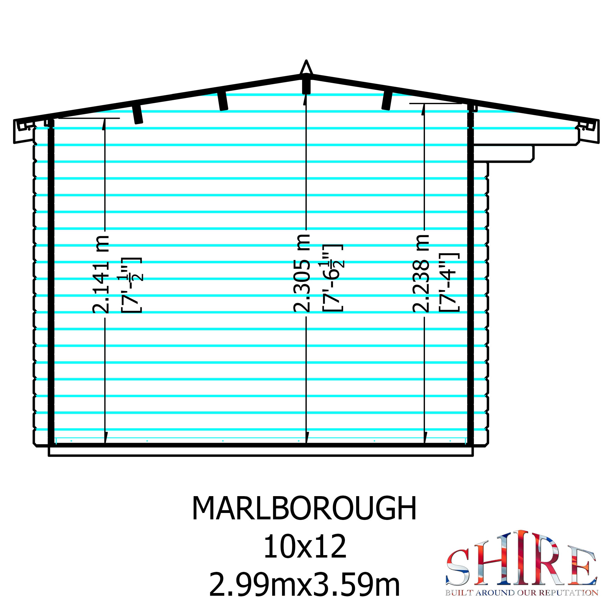 Shire Marlborough 10Gx12 Log Cabin 28mm interlock cladding - Best Shed