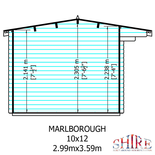 Shire Marlborough 10Gx12 Log Cabin 28mm interlock cladding - Best Shed