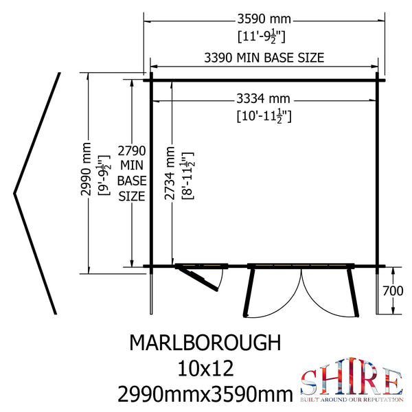 Shire Marlborough 10Gx12 Log Cabin 28mm interlock cladding - Best Shed
