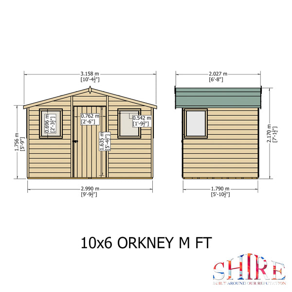 Orkney 10x6 Garden Shed 12mm Shiplap T&G