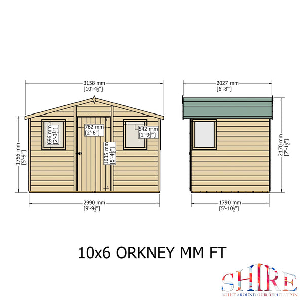 Orkney 10x6 Garden Shed 12mm Shiplap T&G