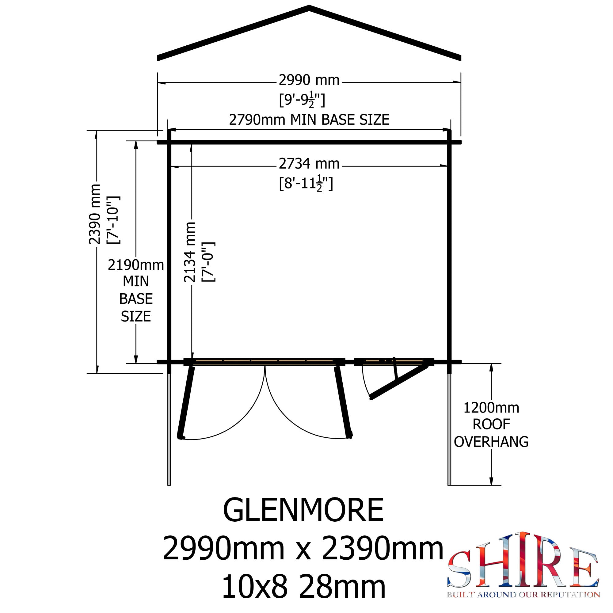 Shire Glenmore 10Gx8 Log Cabin 28mm interlock cladding - Best Shed