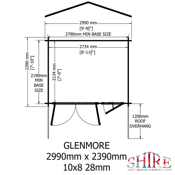 Shire Glenmore 10Gx8 Log Cabin 28mm interlock cladding - Best Shed