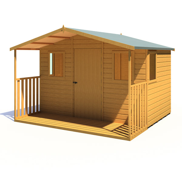 Orkney 10x9 Garden Shed with veranda 12mm Shiplap T&G