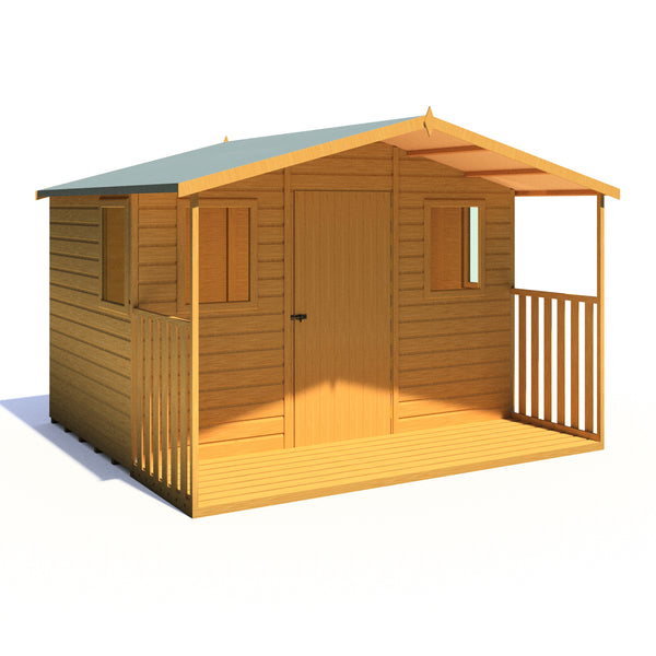 Orkney 10x9 Garden Shed with veranda 12mm Shiplap T&G