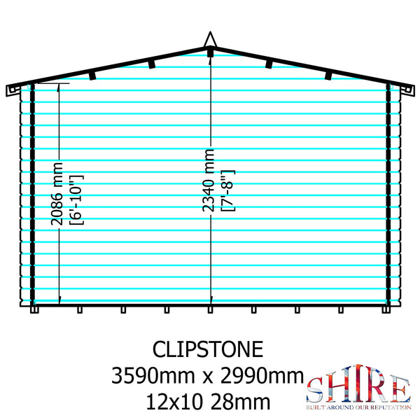 Shire Clipstone 12Gx10 Log Cabin 28mm interlock cladding - Best Shed