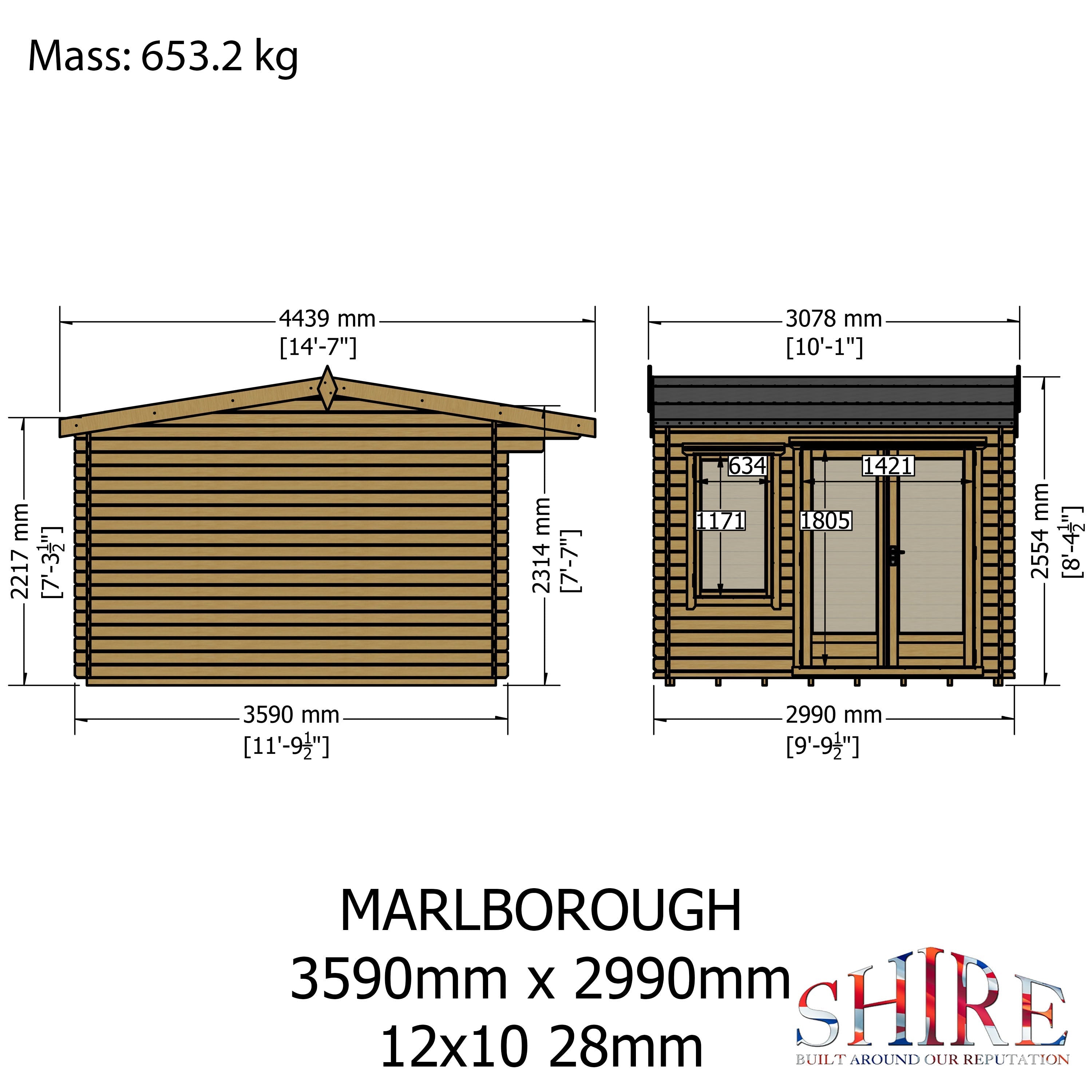 Shire Marlborough 12Gx10 Log Cabin 28mm interlock cladding - Best Shed