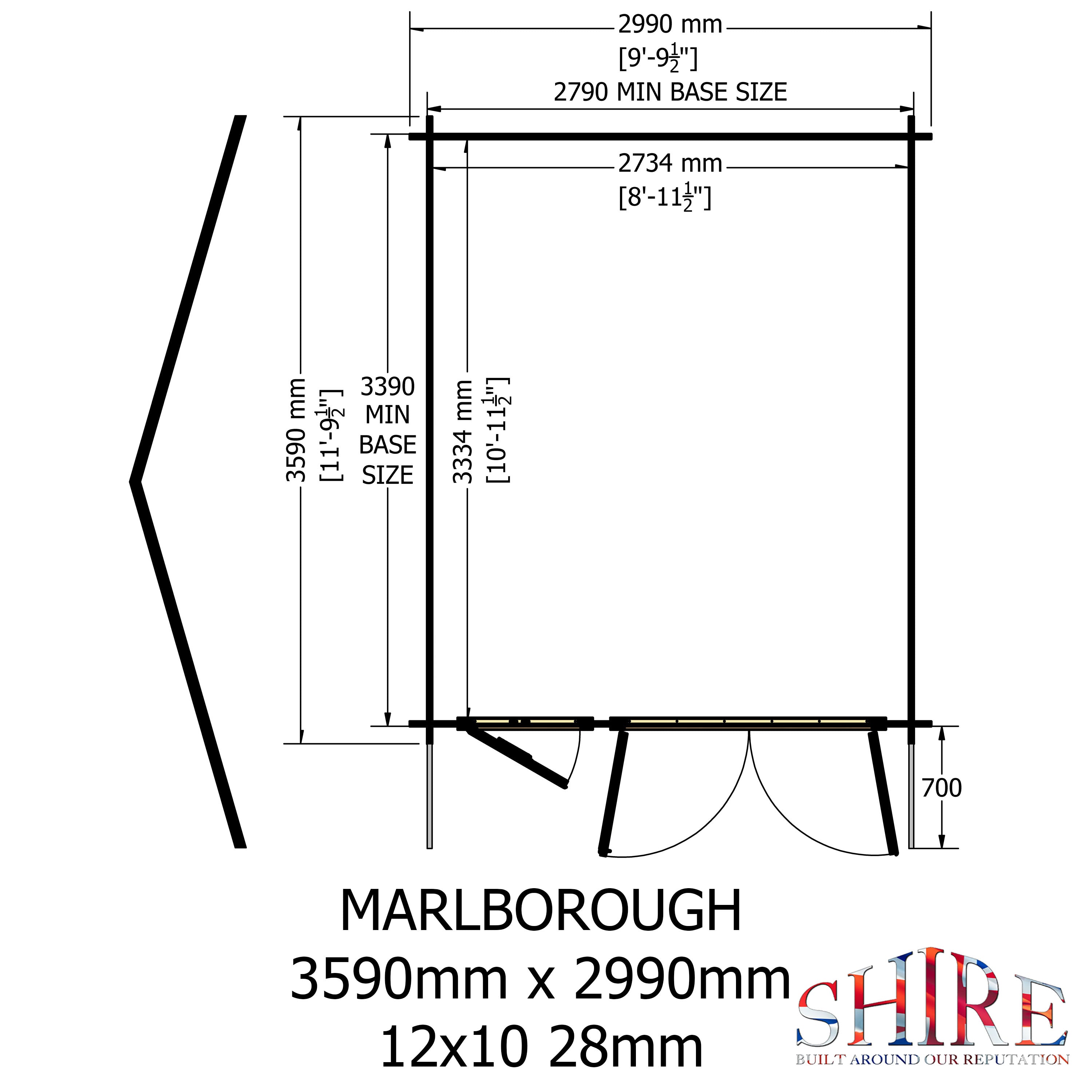 Shire Marlborough 12Gx10 Log Cabin 28mm interlock cladding - Best Shed