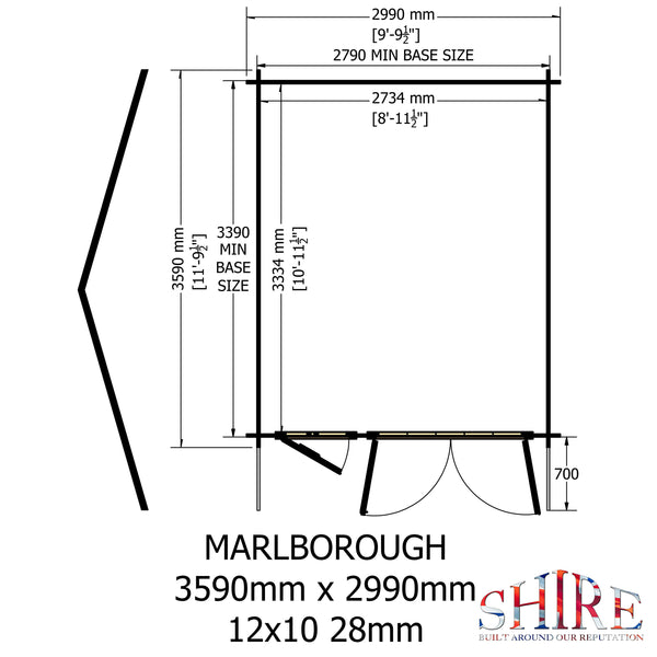 Shire Marlborough 12Gx10 Log Cabin 28mm interlock cladding - Best Shed