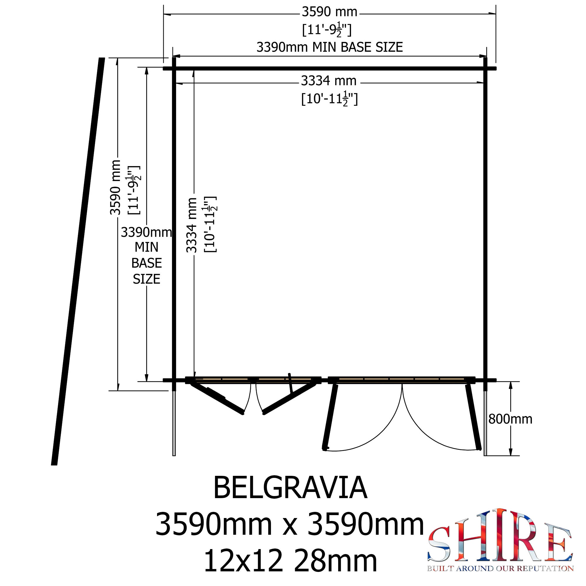 Shire 12x12 Belgravia Log Cabin 19mm Cladding - Best Shed