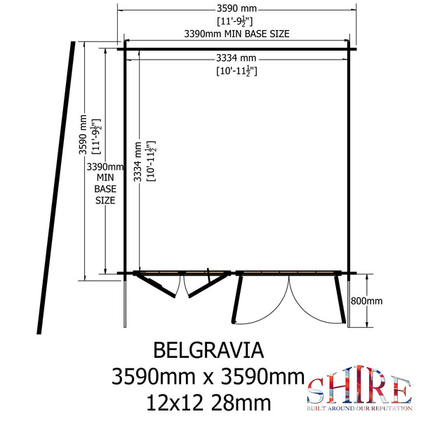 Shire 12x12 Belgravia Log Cabin 19mm Cladding - Best Shed