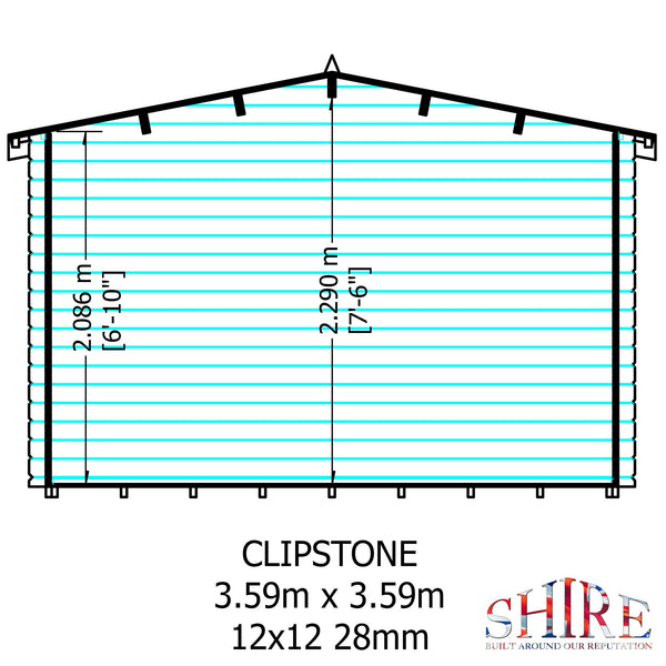 Shire Clipstone 12Gx12 Log Cabin 28mm interlock cladding - Best Shed
