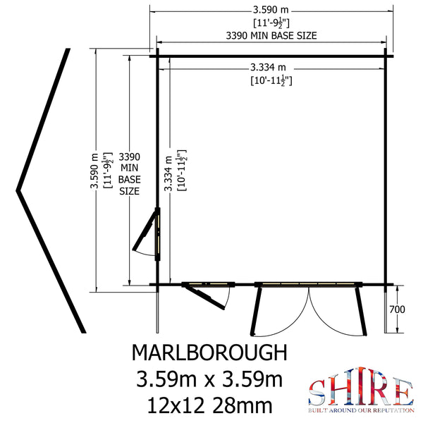 Shire Marlborough 12Gx12 Log Cabin 28mm interlock cladding - Best Shed