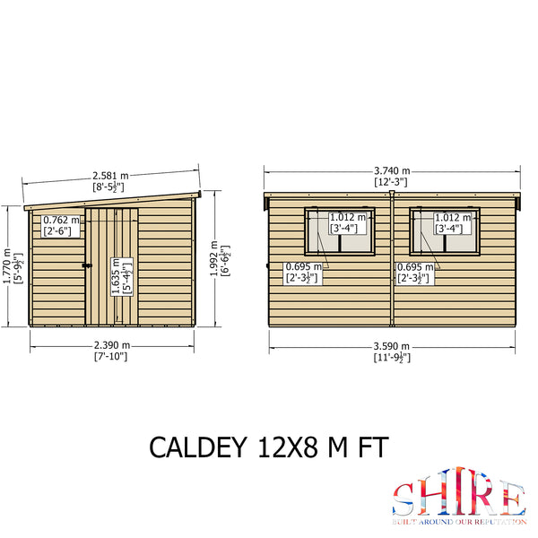 Caldey Single door 12x8 style A 12mm Shiplap Garden Shed
