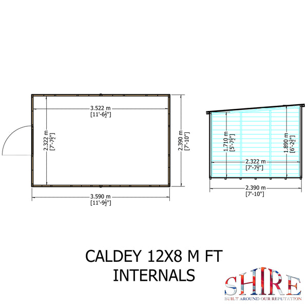 Caldey Single door 12x8 style A 12mm Shiplap Garden Shed