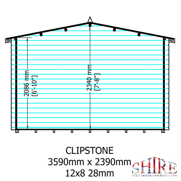 Shire Clipstone 12Gx8 Log Cabin 28mm interlock cladding - Best Shed