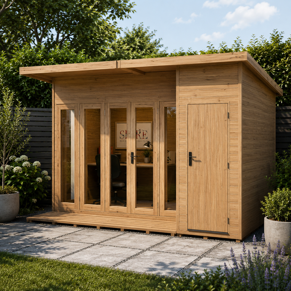 Aster 12x8 Left Hand Storage unit and Summerhouse 12mm Shiplap