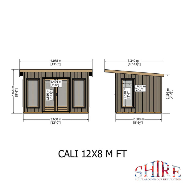 12x8 insulated Garden Studio Office Pent Roof - Best Shed