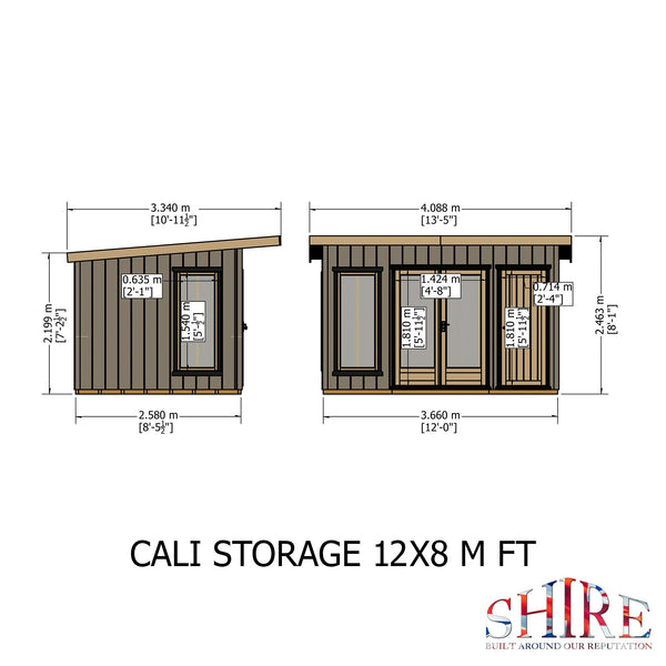 12x8 insulated Garden Studio Office and Store Pent Roof - Best Shed