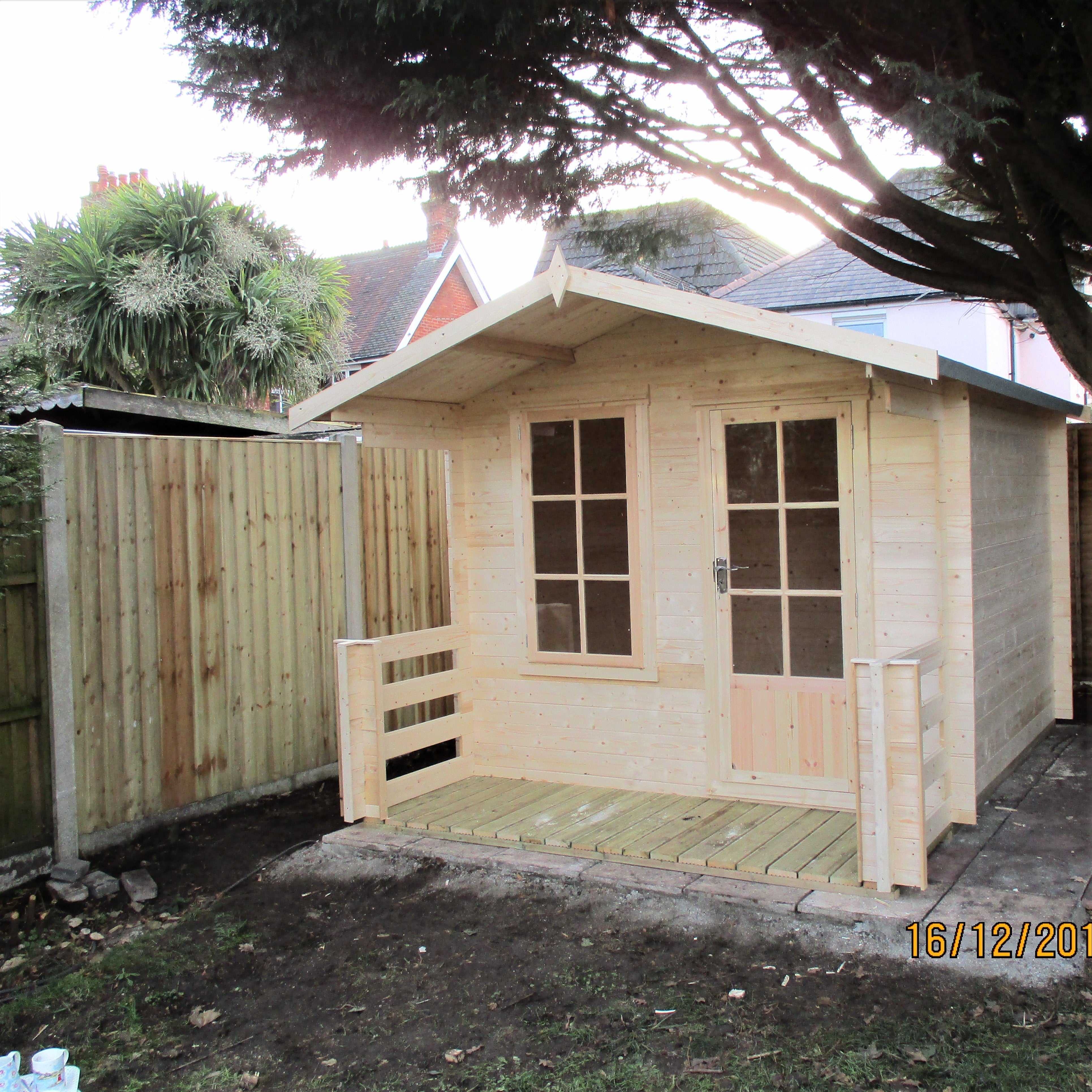 Shire Maulden with verandah 9x9 Log Cabin 19mm interlock Cladding - Best Shed